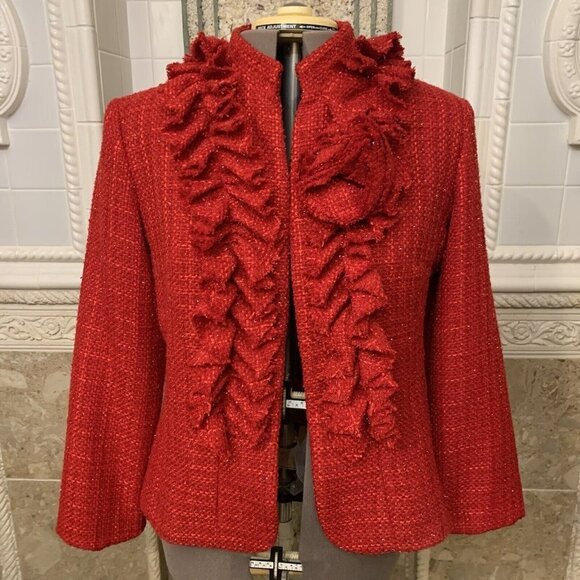Cartise. Size 14. NWOT. $240. Textured Metallic Lined Open Front Jacket. DD - Picture 1 of 4